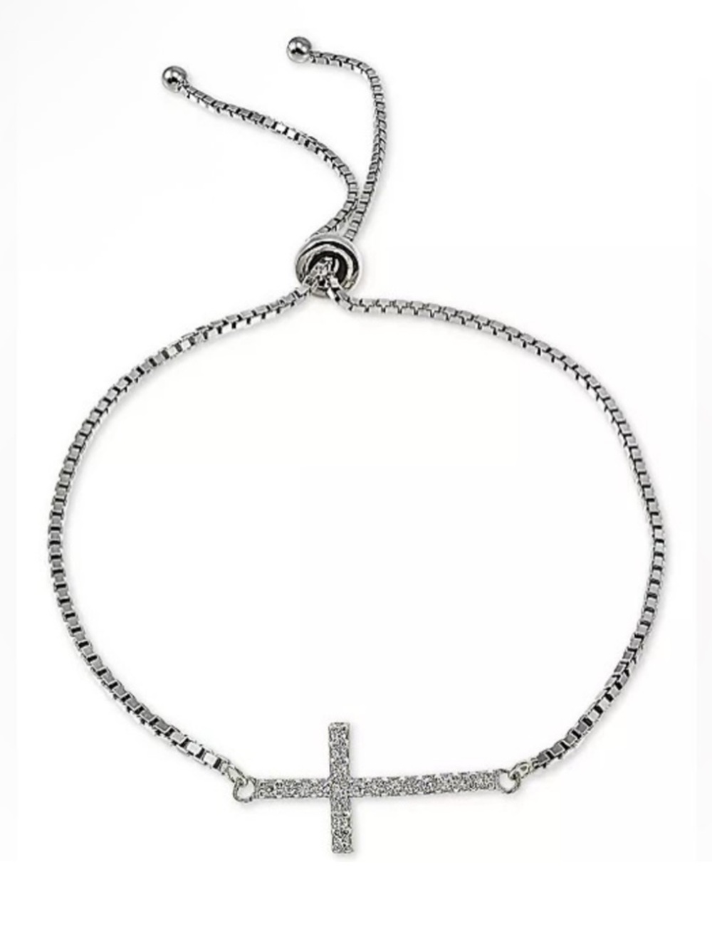 🆕 Giani Bernini Sterling Silver Cubic Zirconia Adjustable Cross Bracelet